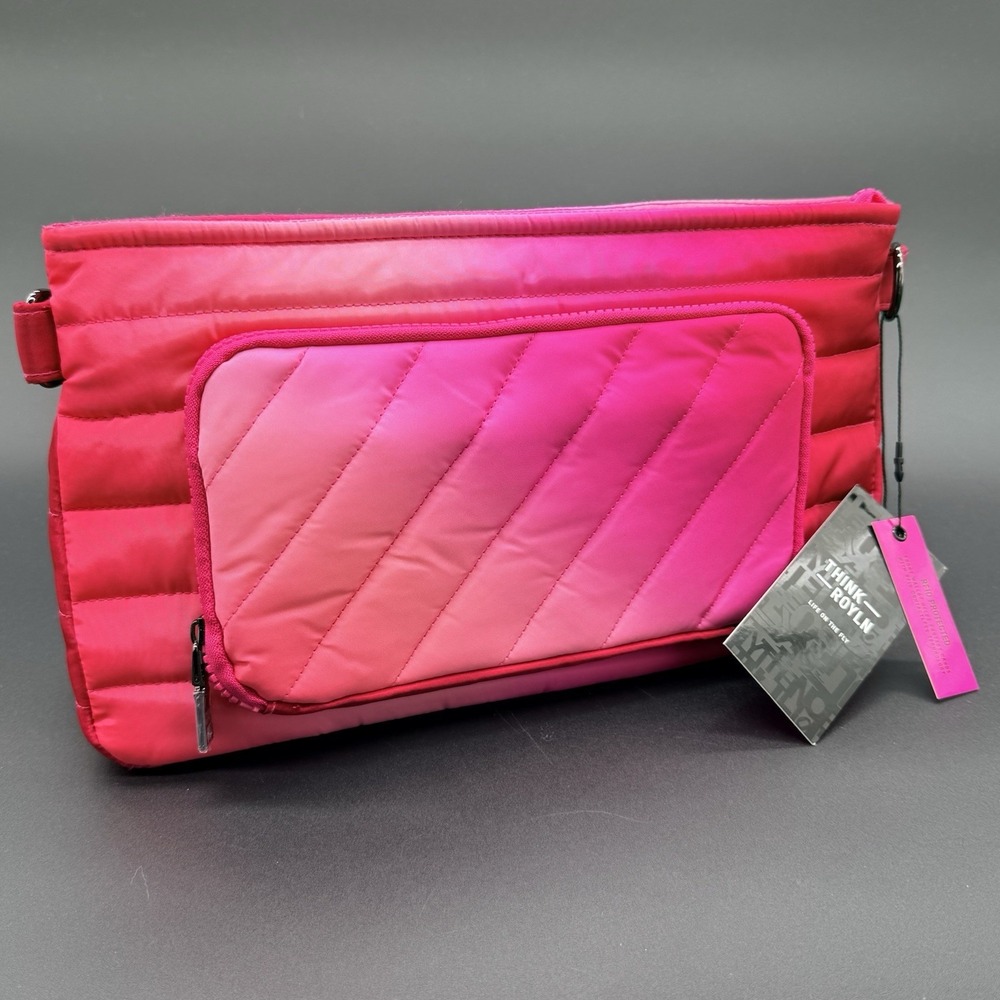 Think Royln Quilted Crossbody Bag Pink Detachable Strap Removable Pouch NWT